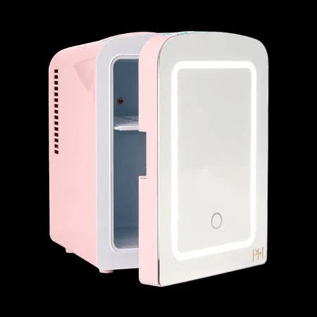 Paris Hilton PH11563-AR Mini Refrigerator and Personal Beauty Fridge, Mirrored Door with Dimmable LED Light, Thermoelectric Cooling and Warming