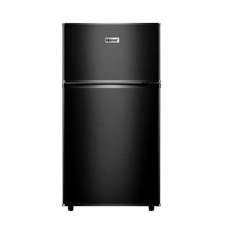 Wanai Two Door Mini Fridge with Freezer, 3.5 Cu ft Small Freezer ,Black