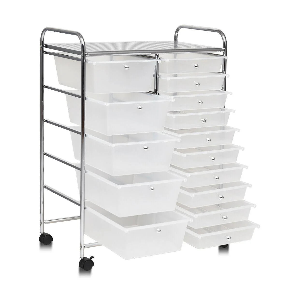 15 Drawers Rolling Storage Cart Organizer-Clear