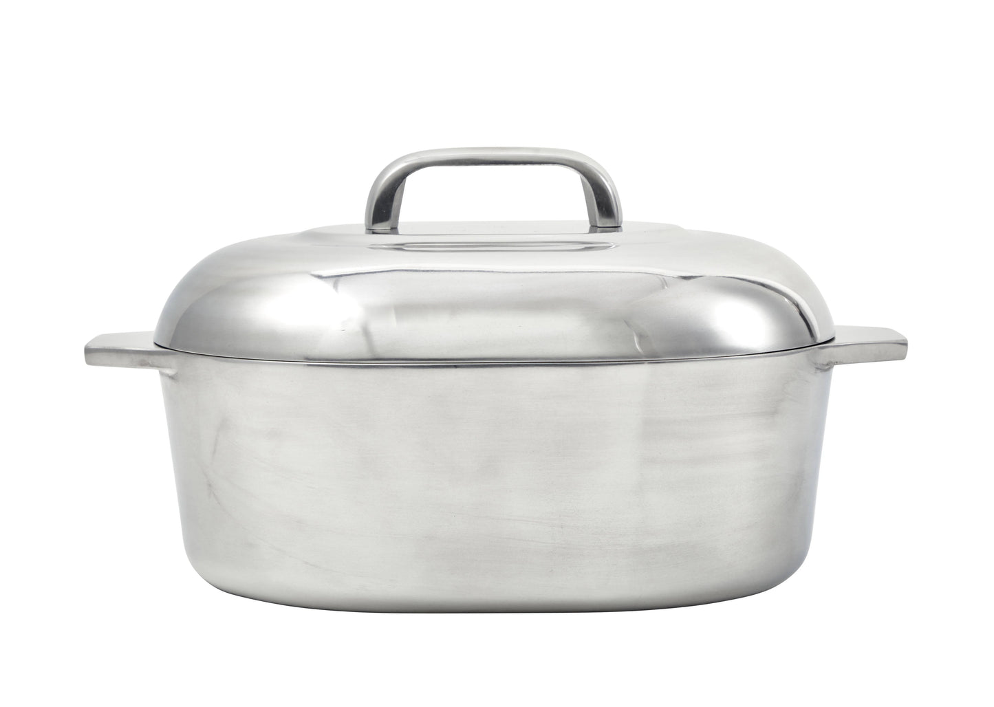 IMUSA 11 inch Cajun Oval Cast Aluminum Roaster Pan with Lid, Silver