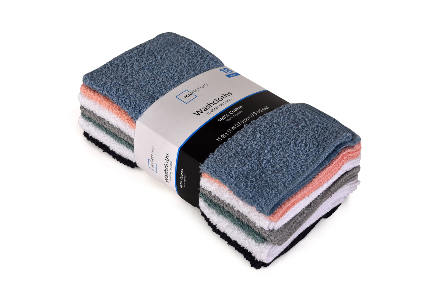 Mainstays 18-Pack Washcloth Bundle, Pastel, Size: 18 PC Washcloth Set