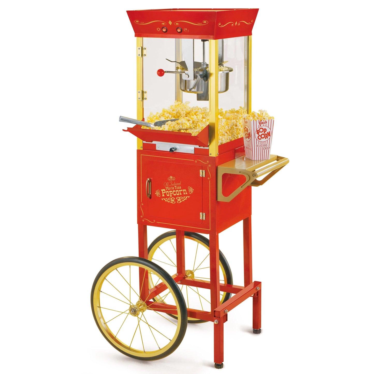 Nostalgia Electrics Vintage Series Commercial Kettle Popcorn Cart, Red